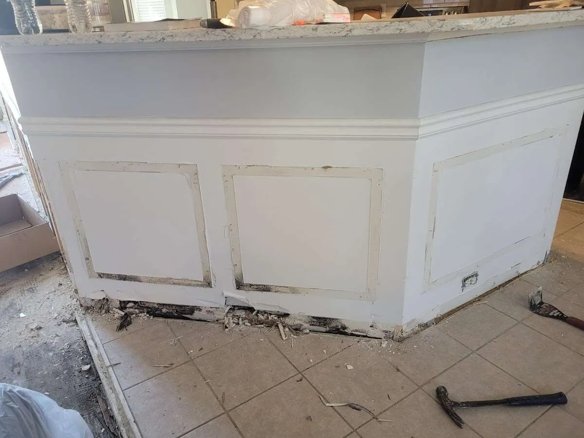 Water damage and mold on kitchen during Storm Damage Restoration in North Kensington